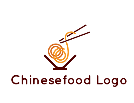 noodles with chopsticks in bowl restaurant logo