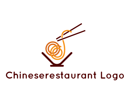 noodles with chopsticks in bowl restaurant logo