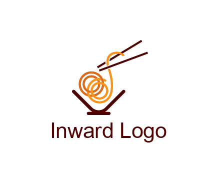 noodles with chopsticks in bowl restaurant logo