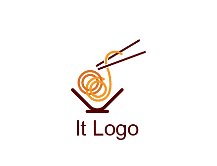 noodles with chopsticks in bowl restaurant logo