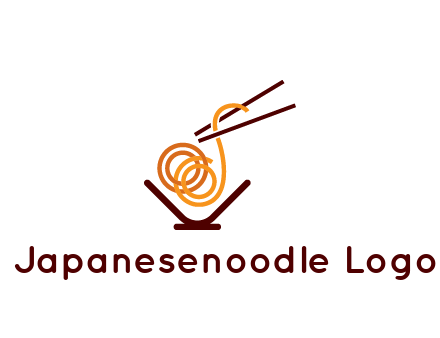 noodles with chopsticks in bowl restaurant logo