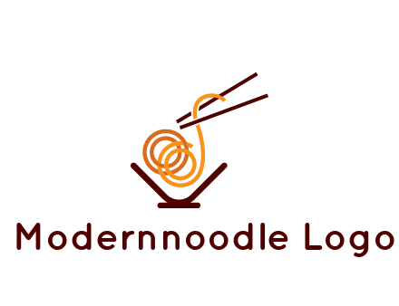 noodles with chopsticks in bowl restaurant logo