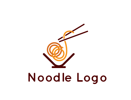 noodles with chopsticks in bowl restaurant logo
