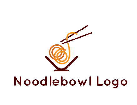 noodles with chopsticks in bowl restaurant logo