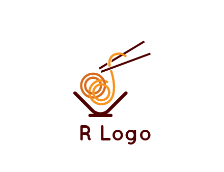 noodles with chopsticks in bowl restaurant logo