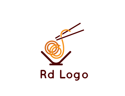 noodles with chopsticks in bowl restaurant logo