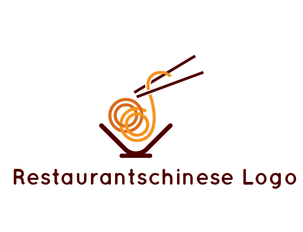 noodles with chopsticks in bowl restaurant logo