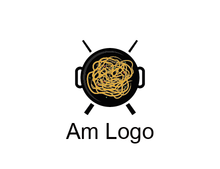 Chow Mein in wok with chopsticks restaurant logo 