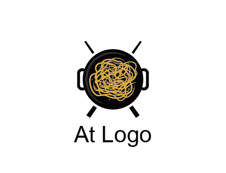 Chow Mein in wok with chopsticks restaurant logo 