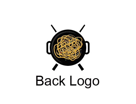 Chow Mein in wok with chopsticks restaurant logo 