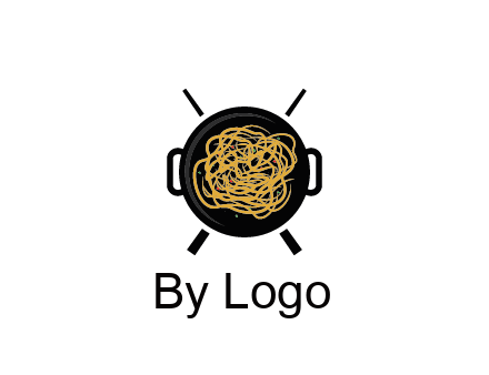 Chow Mein in wok with chopsticks restaurant logo 