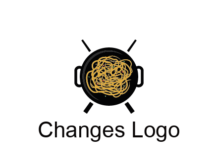 Chow Mein in wok with chopsticks restaurant logo 