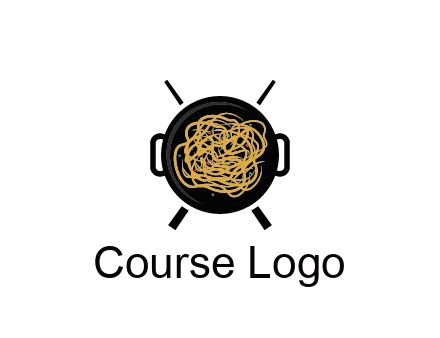 Chow Mein in wok with chopsticks restaurant logo 