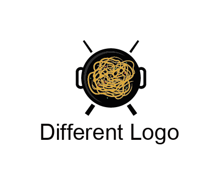 Chow Mein in wok with chopsticks restaurant logo 