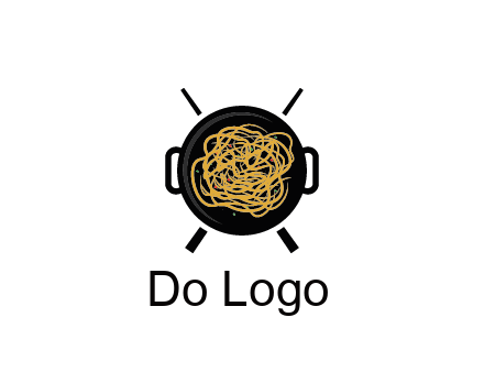 Chow Mein in wok with chopsticks restaurant logo 