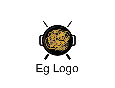 Chow Mein in wok with chopsticks restaurant logo 