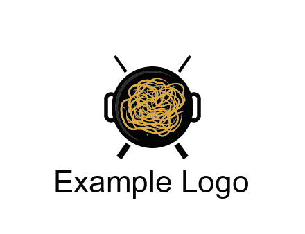 Chow Mein in wok with chopsticks restaurant logo 