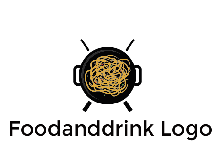Chow Mein in wok with chopsticks restaurant logo 