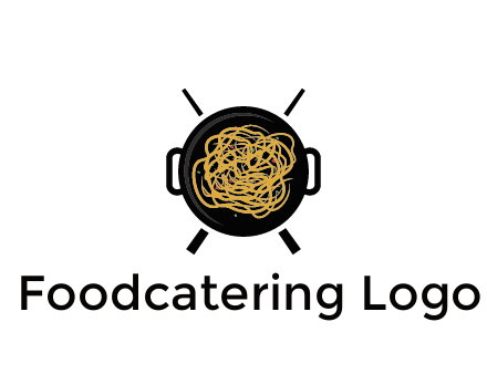 Chow Mein in wok with chopsticks restaurant logo 