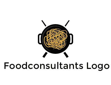 Chow Mein in wok with chopsticks restaurant logo 