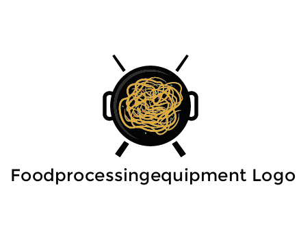 Chow Mein in wok with chopsticks restaurant logo 