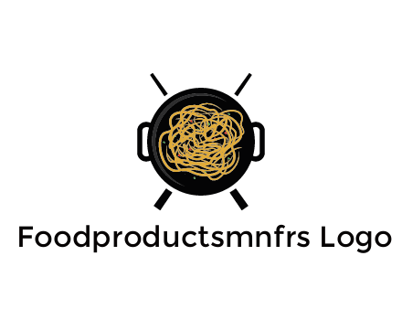 Chow Mein in wok with chopsticks restaurant logo 