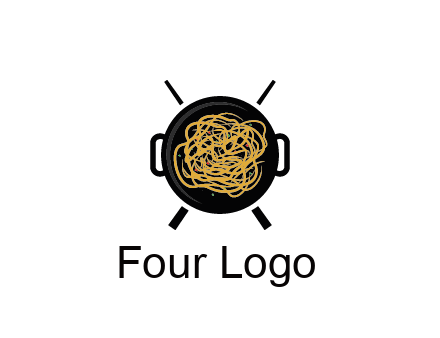 Chow Mein in wok with chopsticks restaurant logo 