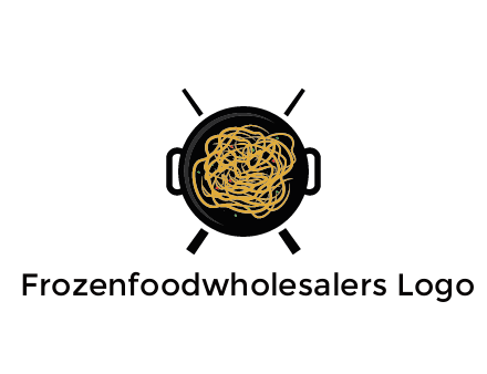 Chow Mein in wok with chopsticks restaurant logo 