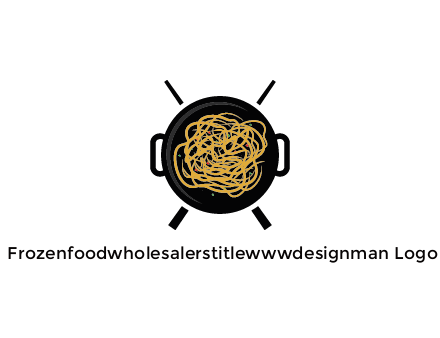 Chow Mein in wok with chopsticks restaurant logo 