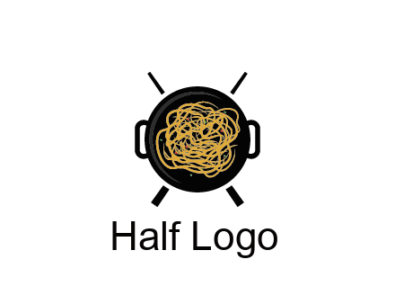 Chow Mein in wok with chopsticks restaurant logo 