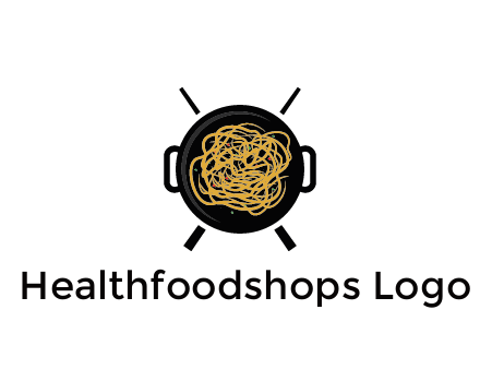 Chow Mein in wok with chopsticks restaurant logo 
