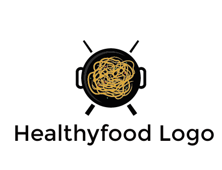 Chow Mein in wok with chopsticks restaurant logo 