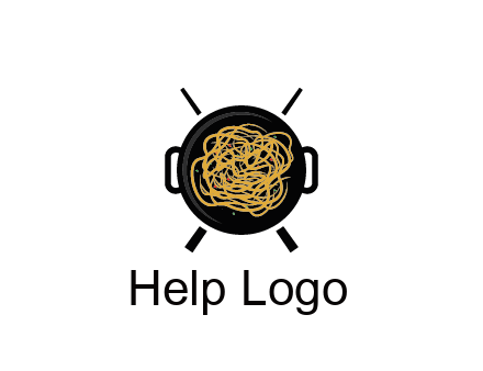 Chow Mein in wok with chopsticks restaurant logo 