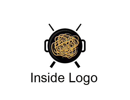 Chow Mein in wok with chopsticks restaurant logo 