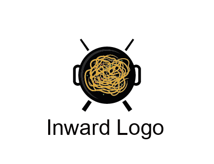 Chow Mein in wok with chopsticks restaurant logo 