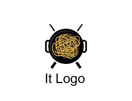 Chow Mein in wok with chopsticks restaurant logo 
