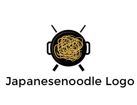 Chow Mein in wok with chopsticks restaurant logo 