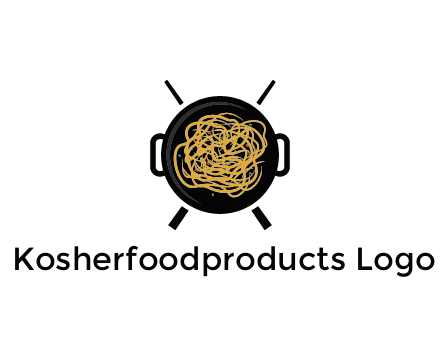 Chow Mein in wok with chopsticks restaurant logo 