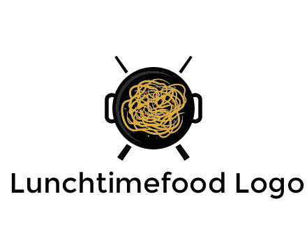 Chow Mein in wok with chopsticks restaurant logo 