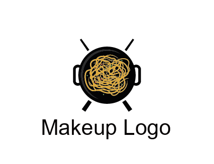 Chow Mein in wok with chopsticks restaurant logo 