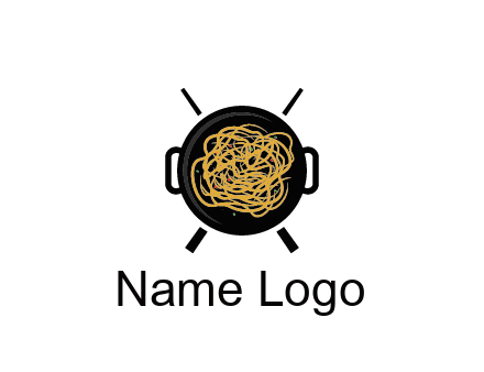 Chow Mein in wok with chopsticks restaurant logo 