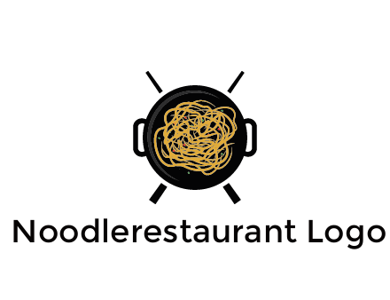 Chow Mein in wok with chopsticks restaurant logo 
