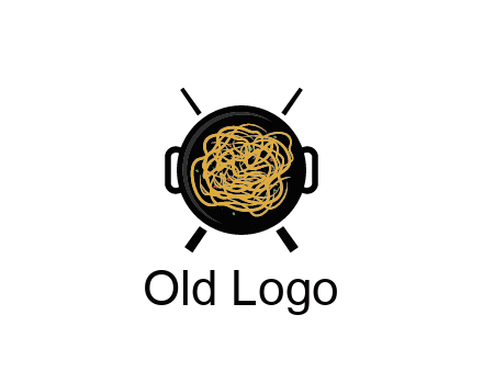 Chow Mein in wok with chopsticks restaurant logo 