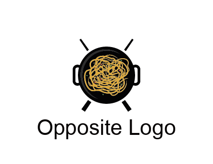 Chow Mein in wok with chopsticks restaurant logo 