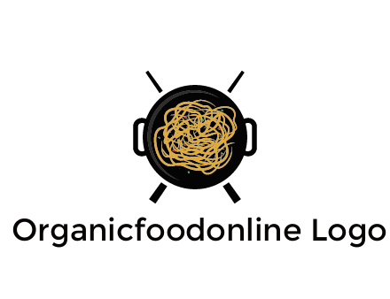 Chow Mein in wok with chopsticks restaurant logo 
