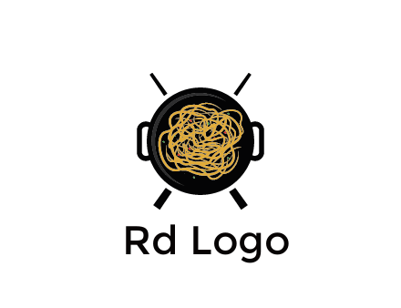 Chow Mein in wok with chopsticks restaurant logo 