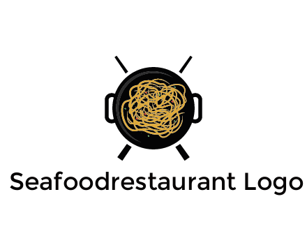 Chow Mein in wok with chopsticks restaurant logo 