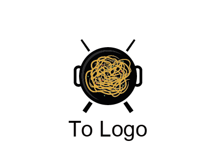 Chow Mein in wok with chopsticks restaurant logo 