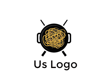 Chow Mein in wok with chopsticks restaurant logo 