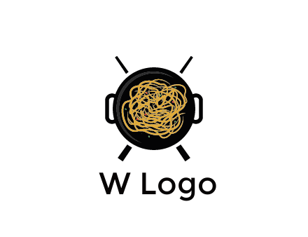 Chow Mein in wok with chopsticks restaurant logo 